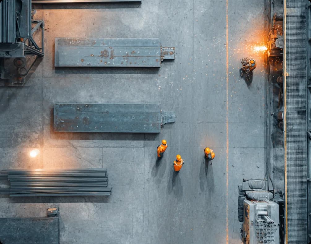 Steel factory workers